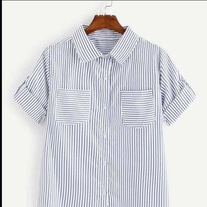 Shein Button Down Striped Top